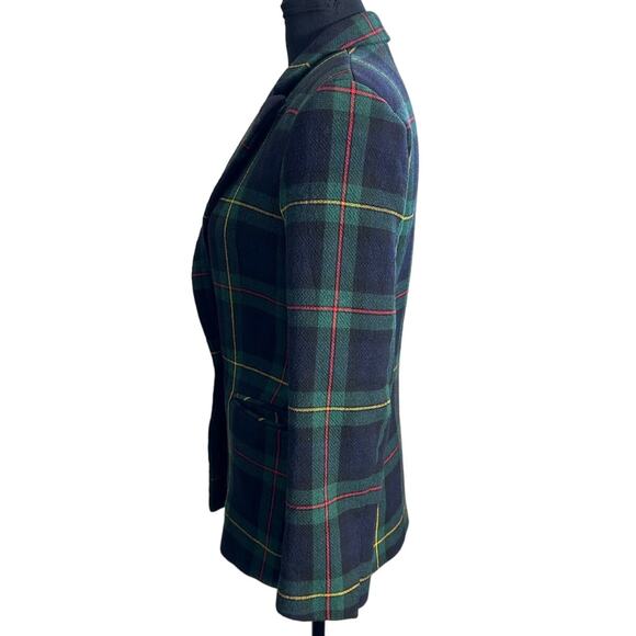 Sandro Paris Dark Green Plaid Wool Blend Double Breasted Blazer Size 36 … - Picture 2 of 11